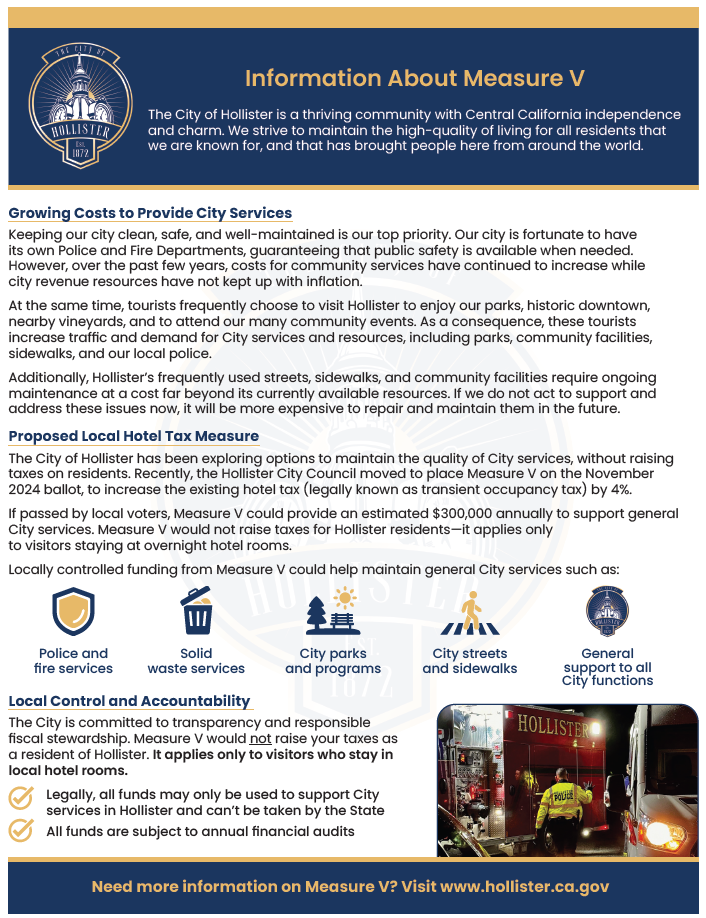 Information about Measure V